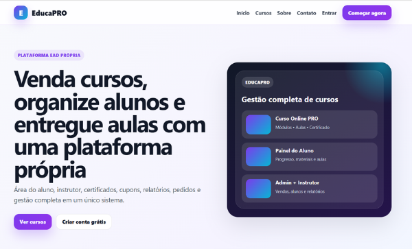 EDUCAPRO — SUA PRÓPRIA PLATAFORMA DE CURSOS ONLINE
